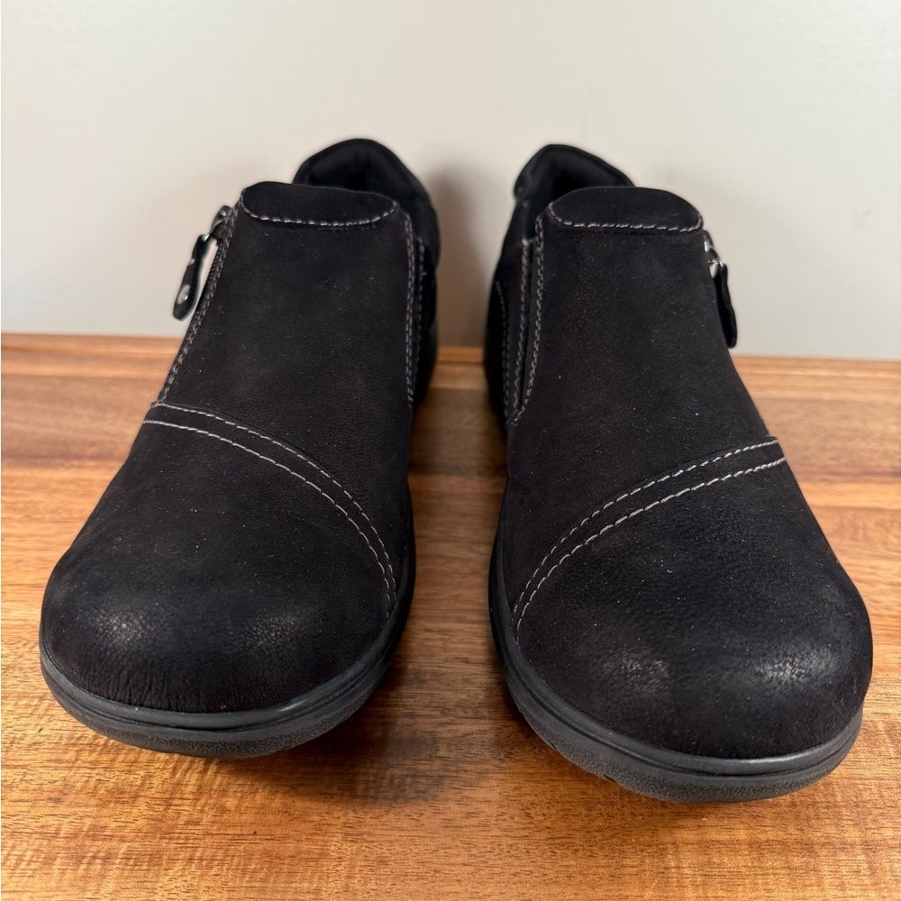 Clarks Black Leather Carleigh Ray Leather Slip-ons Size 7 - Picture 2 of 10